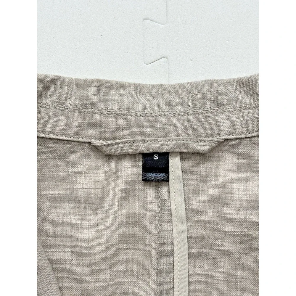 MUJI Men Blazer 100% Linen Jacket Unstructured Pockets Lightweight Coastal -Sz S